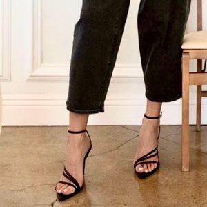 Express pointed textured strappy black sandals heels size 9